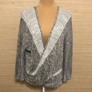 Soft Surroundings Open Knit Women's Cross Front 7/8 Sleeve Linen Sweater XL